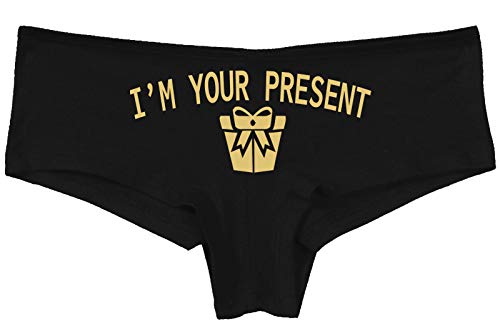 Knaughty Knickers I AM YOUR PRESENT IM I WILL BE GIFT Black Boyshort Underwear