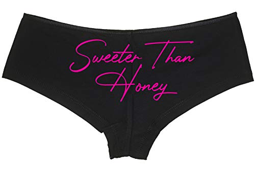 Knaughty Knickers Sweeter Than Honey Cute Oral Flirty Black Boyshort Panties