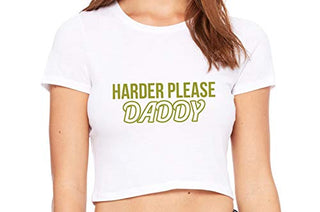 Knaughty Knickers Harder Please Daddy Give It To Me Rough White Crop Tank Top