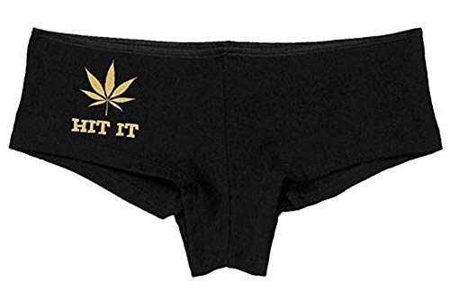 Knaughty Knickers Women's Hit It Pot Leaf Weed Rave Hot Sexy Boyshort Black/Lime Green