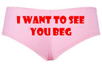 Knaughty Knickers I Want To See You Beg On Your Knees Baby Pink Slutty Panties