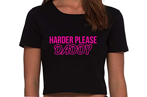 Knaughty Knickers Harder Please Daddy Give It To Me Rough Black Cropped Tank Top