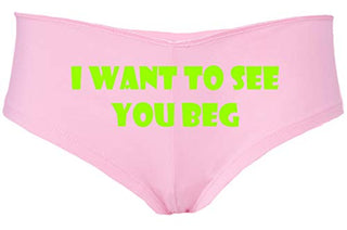 Knaughty Knickers I Want To See You Beg Get On Your Knees Pink Boyshort Panties