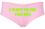 Knaughty Knickers I Want To See You Beg Get On Your Knees Pink Boyshort Panties
