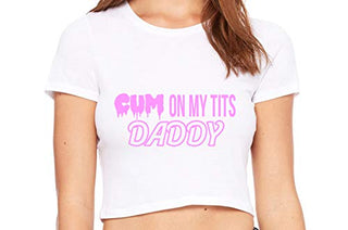 Knaughty Knickers Cum On My Tits Daddy Cum Play Cum Slut White Crop Tank Top