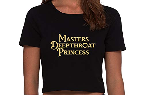 Knaughty Knickers Masters Deepthroat Princess Oral Sex Black Cropped Tank Top