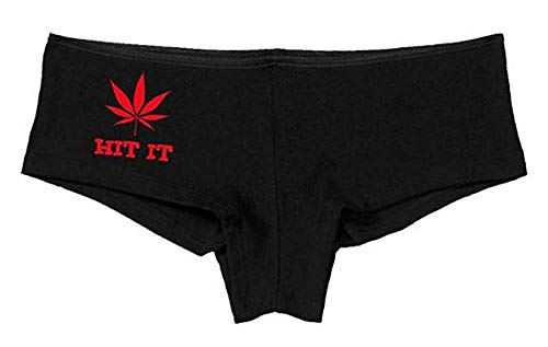 Knaughty Knickers Women's Hit It Pot Leaf Weed Rave Hot Sexy Boyshort Black/Lime Green