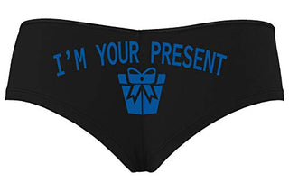 Knaughty Knickers I AM YOUR PRESENT IM I WILL BE GIFT Black Boyshort Panties