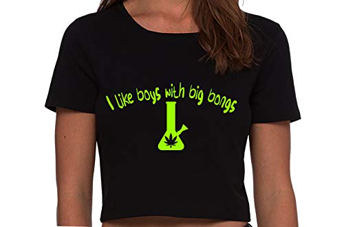 Knaughty Knickers I Like Boys With Big Bongs Pot Weed Black Cropped Tank Top