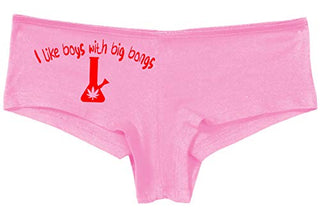 Knaughty Knickers I Like Boys With Big Bongs Pot Weed Pink Boyshort Panties