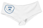 Kanughty Knickers Women's Kiss Me Valentines Candy Hot Funny Sexy Boyshort White