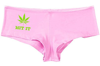 Kanughty Knickers Women's Hit It Pot Leaf Weed Rave Hot Sexy Boyshort Soft Pink