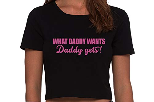 Knaughty Knickers What Daddy Wants Daddy Gets Everything Black Cropped Tank Top