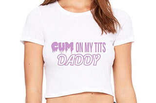 Knaughty Knickers Cum On My Tits Daddy Cum Play Cum Slut White Crop Tank Top