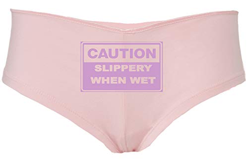 Knaughty Knickers Caution Slippery When Wet Funny Flirty Sexy Pink Underwear