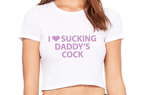 Knaughty Knickers I Love Sucking Daddys Cock DDLG Oral White Crop Tank Top