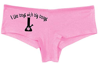 Knaughty Knickers I Like Boys With Big Bongs Pot Weed Pink Boyshort Panties