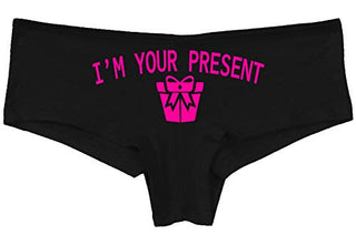 Knaughty Knickers I AM YOUR PRESENT IM I WILL BE GIFT Black Boyshort Underwear