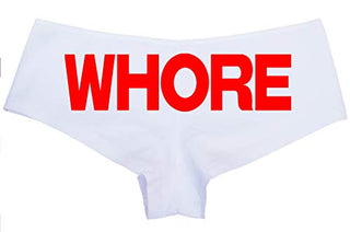 Knaughty Knickers Whore White Boyshort Underwear Slut Panties BDSM Owned DDLG