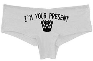 Knaughty Knickers I AM YOUR PRESENT IM I WILL BE GIFT Slutty White Panties