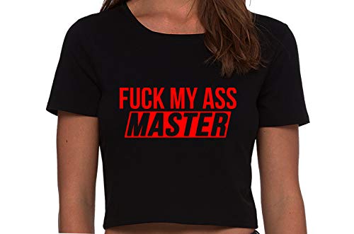 Knaughty Knickers Fuck My Ass Master Anal Play Cumslut Black Cropped Tank Top