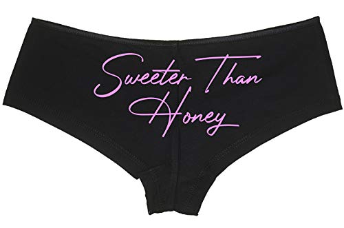 Knaughty Knickers Sweeter Than Honey Cute Oral Flirty Black Boyshort Panties