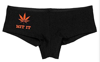 Knaughty Knickers Women's Hit It Pot Leaf Weed Rave Hot Sexy Boyshort Black/Lime Green