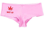 Kanughty Knickers Women's Hit It Pot Leaf Weed Rave Hot Sexy Boyshort Soft Pink