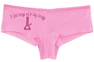 Knaughty Knickers I Like Boys With Big Bongs Pot Weed Pink Boyshort Panties