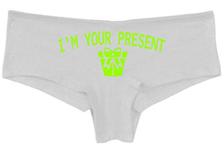 Knaughty Knickers I AM YOUR PRESENT IM I WILL BE GIFT Slutty White Panties