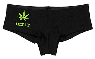 Knaughty Knickers Women's Hit It Pot Leaf Weed Rave Hot Sexy Boyshort Black/Lime Green