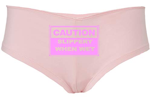 Knaughty Knickers Caution Slippery When Wet Funny Flirty Sexy Pink Underwear