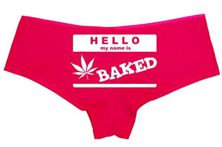 Knaughty Knickers Women's Hello My Name is Baked Weed Hot Sexy Boyshort