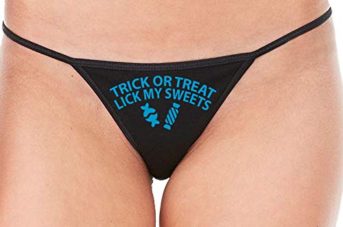 Knaughty Knickers Trick Or Treat Lick My Sweets Halloween Sexy Black String Thong Oral