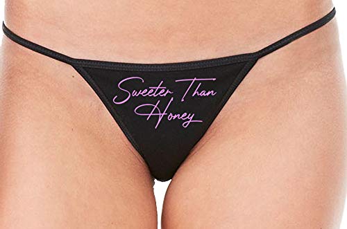 Knaughty Knickers Sweeter Than Honey Cute Oral Flirty Black String Thong Panty