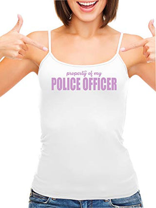 Knaughty Knickers Property of My Police Officer LEO Wife White Camisole Tank Top