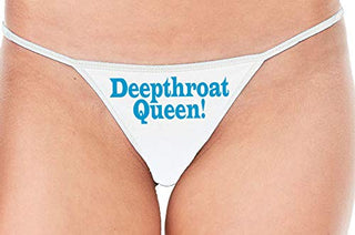 Knaughty Knickers Deepthroat Queen Deep Throat Expert White String Thong Panty