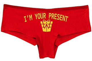 Knaughty Knickers I AM YOUR PRESENT IM I WILL BE GIFT Slutty Red Panties