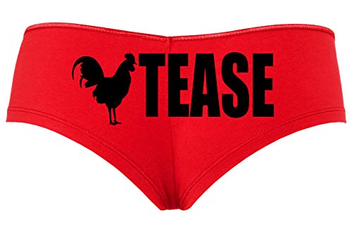 Knaughty Knickers Cock Rooster Tease Hotwife Slut Red Sexy Boyshort Underwear