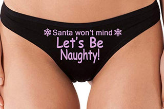 Knaughty Knickers Lets Be Naughty Santa Won't Mind Sexy Black Thong Panties List