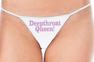 Knaughty Knickers Deepthroat Queen Deep Throat Expert White String Thong Panty