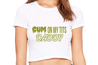 Knaughty Knickers Cum On My Tits Daddy Cum Play Cum Slut White Crop Tank Top