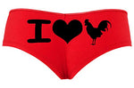 Knaughty Knickers - I Heart Cock Boy Short Panties - I Love Cock Rooster Boyshort Underwear - Panty Game Shower Gift
