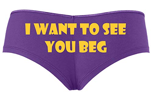 Knaughty Knickers I Want To See You Beg Get On Your Knees Slutty Purple Boyshort