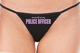 Knaughty Knickers Property of My Police Officer LEO Wife Black String Thong