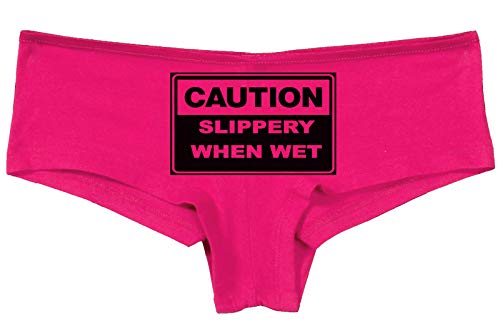 Knaughty Knickers Caution Slippery When Wet Funny flirty sexy pink Underwear