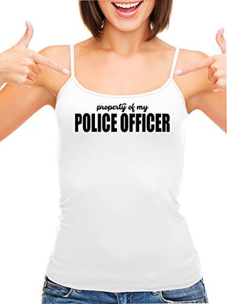 Knaughty Knickers Property of My Police Officer LEO Wife White Camisole Tank Top