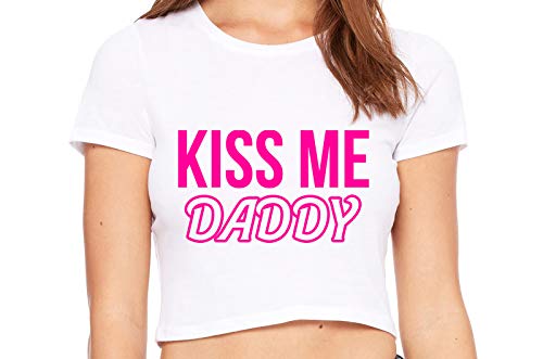 Knaughty Knickers Kiss Me Daddy Snuggle BabyGirl Master White Crop Tank Top