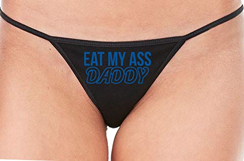 Knaughty Knickers Eat My Ass Daddy Lick It Love Spank Black String Thong Panty