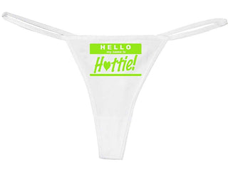 Knaughty Knickers Women's Hello My Name Hottie Tag Label Funny Thong